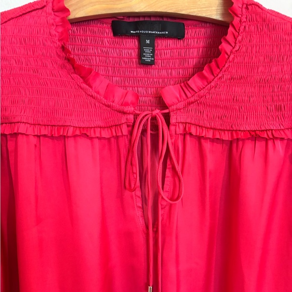 White House Black Market Pink Satiny tie front Blouse - Picture 8 of 10